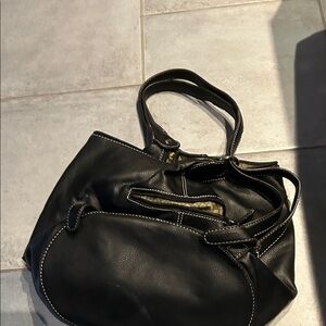 Nine West Black Shoulder Bag with White Stitching